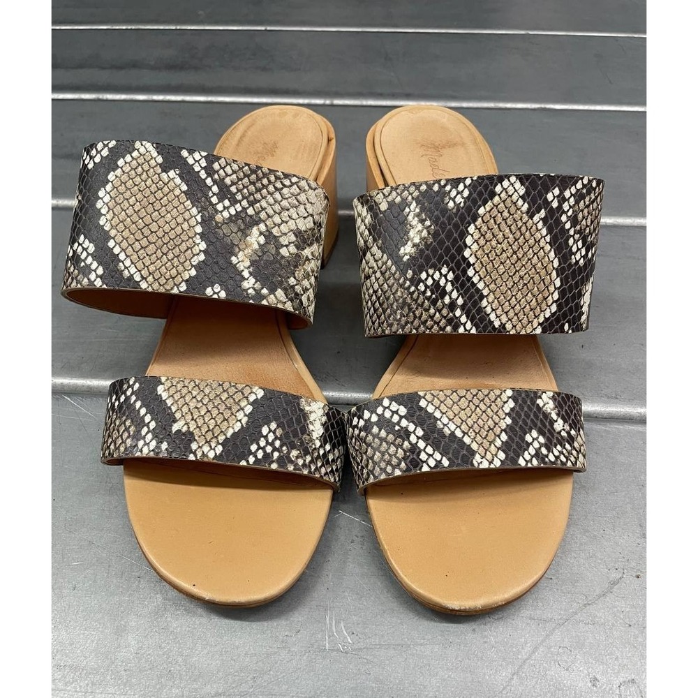 Madewell Kiera Mule Sandals Womens 10 Snake Embossed‎ Leather Chunky Heel